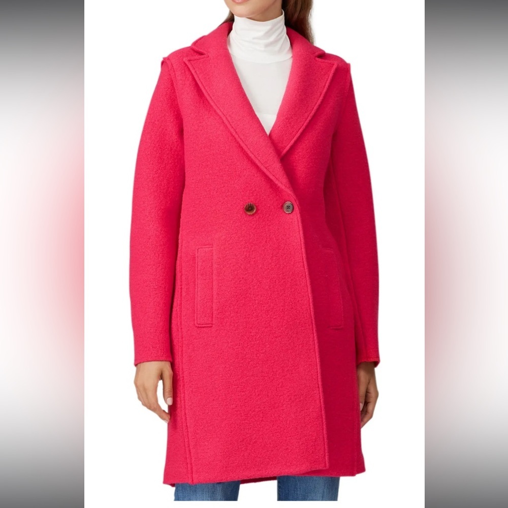 J.Crew NWOT Daphne Italian Boiled Wool Topcoat in Pink Bright Rose
